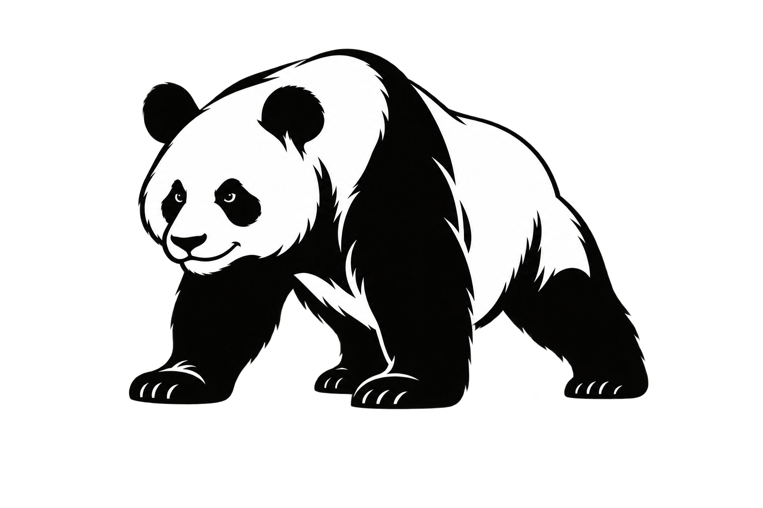 Der Pandavest-Panda: kraftvolle Haltung und ein sanftes Lächeln.